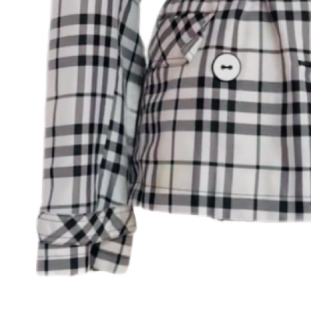 Cato Black White Plaid Belted Trench Coat Double Breasted size L - Picture 9 of 11
